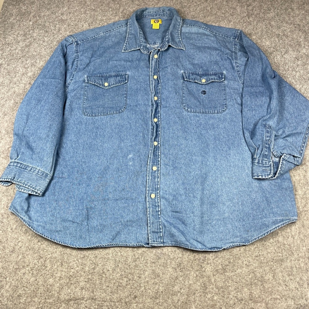 Vintage Duck Head Denim Button Down Shirt Mens 4XL Blue Long Sleeve Cotton